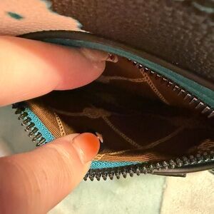 Brown and Teal Zippered Pouch